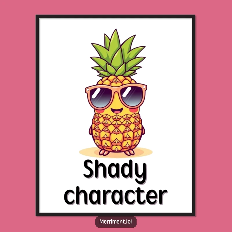 Funny Cheerful Pineapple Sunglasses Poster - Tropical Beach Art with Humorous Flair