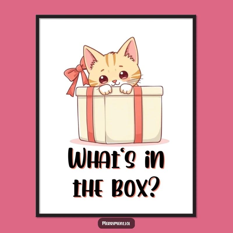 Funny Cat Gift Box Poster: Hilarious Wall Art for Curious Souls!