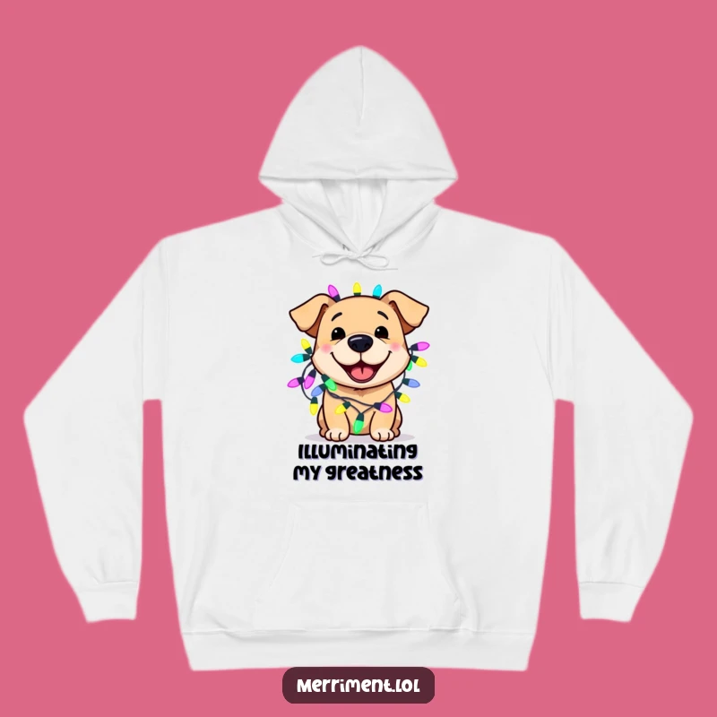 Funny Dog Lights Hoodie Gift - Cozy Pooch's Warm Festive Glow