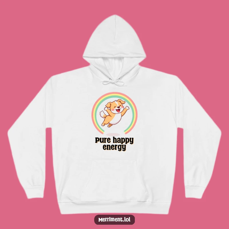 Funny Hoodie - Joyful Dog Rainbow Leap - Cozy Pet Humor Gift!