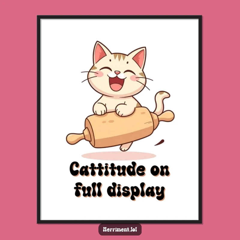 Free Printable Funny Cat Rolling Pin Wall Art - Quirky Downloadable Decor Gift
