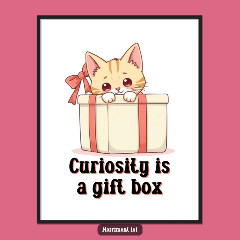 Funny Free Printable Wall Art: Cat Behind Box - Quirky Downloadable Decor