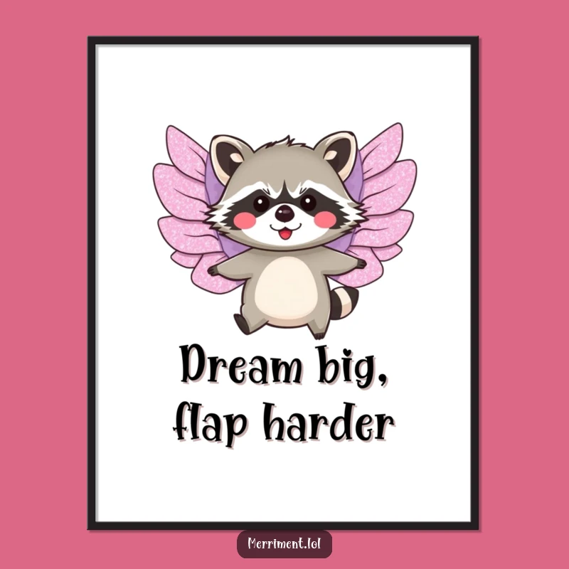 Free Printable Wall Art: Flying Raccoon, Funny Downloadable Art for Whimsical Decor