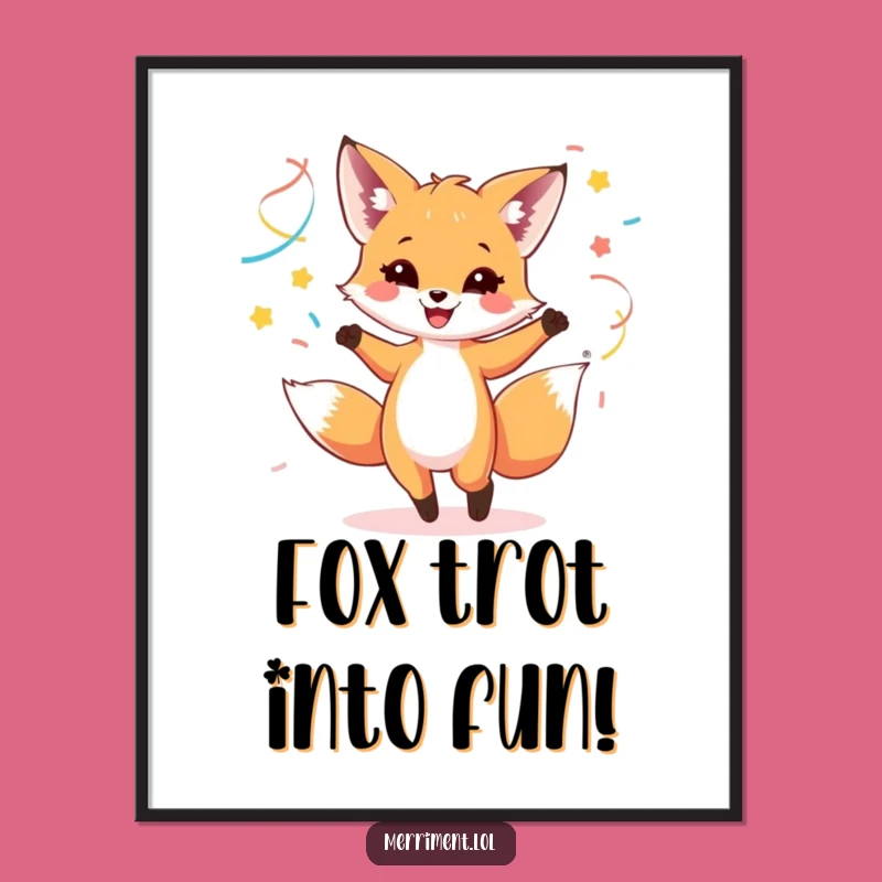 Free Printable Wall Art: Dancing Fox Cub Streamers Decor - Downloadable Joy