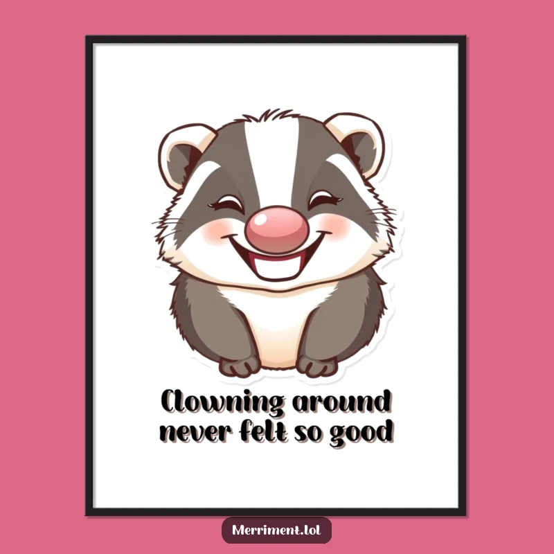 Free Printable Wall Art: Silly Badger Clown - Hilarious & Quirky Downloadable Decor!