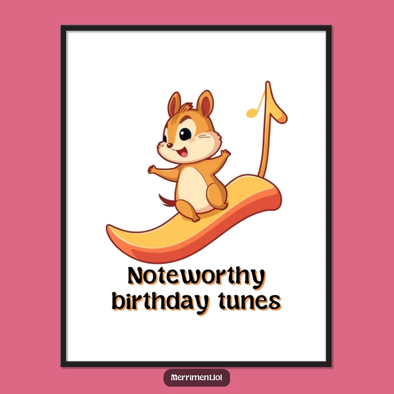 Funny Free Printable Wall Art: Chipmunk's Musical Note Slide for Energetic Decor!