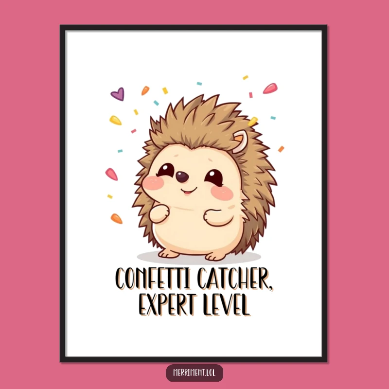 Funny Free Printable Wall Art: Hedgehog Confetti Nose Catch - Quirky Downloadable Decor