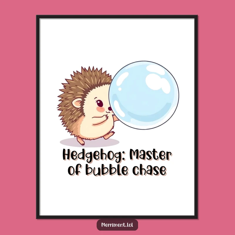 Hedgehog Bubble Chase Art: Free Printable Downloadable Wall Decor for Playful Spaces