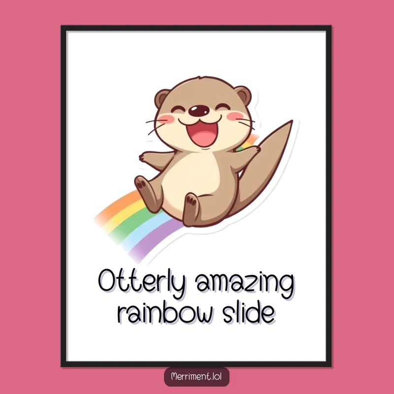 Free Printable Otter Rainbow Slide Wall Art - Cheerful Downloadable Decor