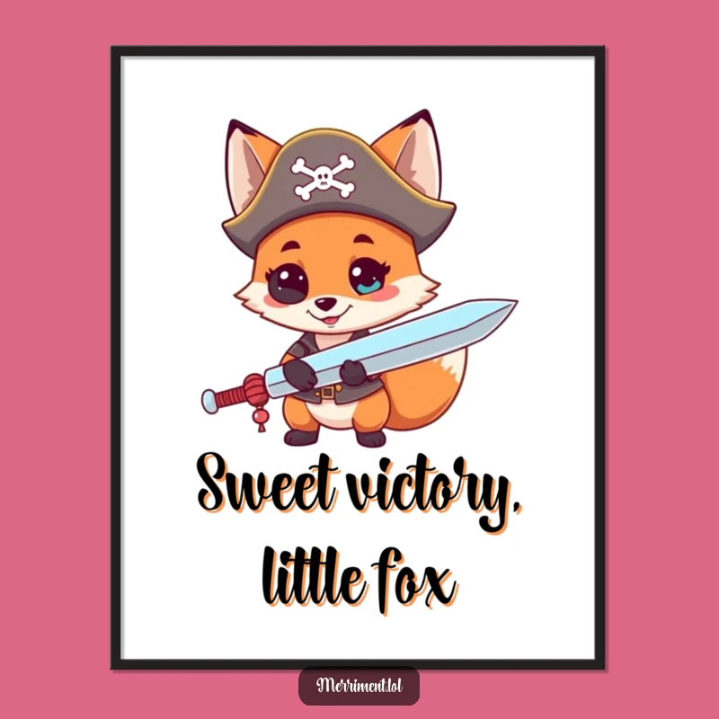 Funny Free Printable Wall Art: Fox Pirate's Lollipop Sword for Whimsical Decor!