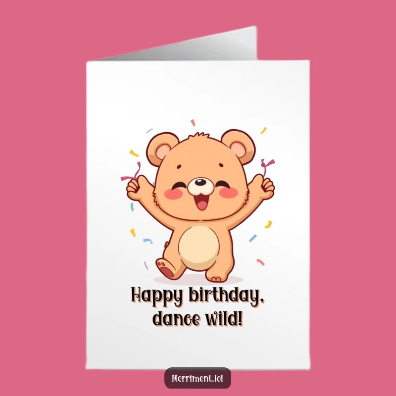 Free Printable Bear Cub Birthday Card: Dancing Fun Downloadable Gift