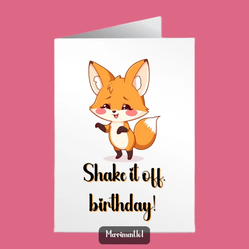 Free Printable Birthday Card: Silly Fox Dance Floppy Ears - Downloadable