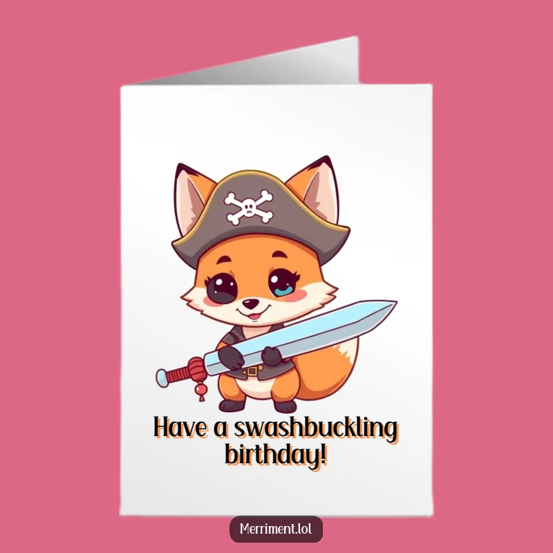 Free Printable Funny Fox Birthday Card: Pirate Lollipop Fun for a Treasure of a Day!