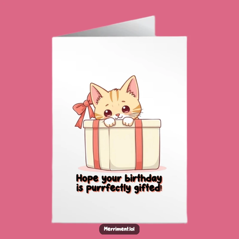 Free Printable Birthday Card: Cat Behind Box - Funny Downloadable Gift