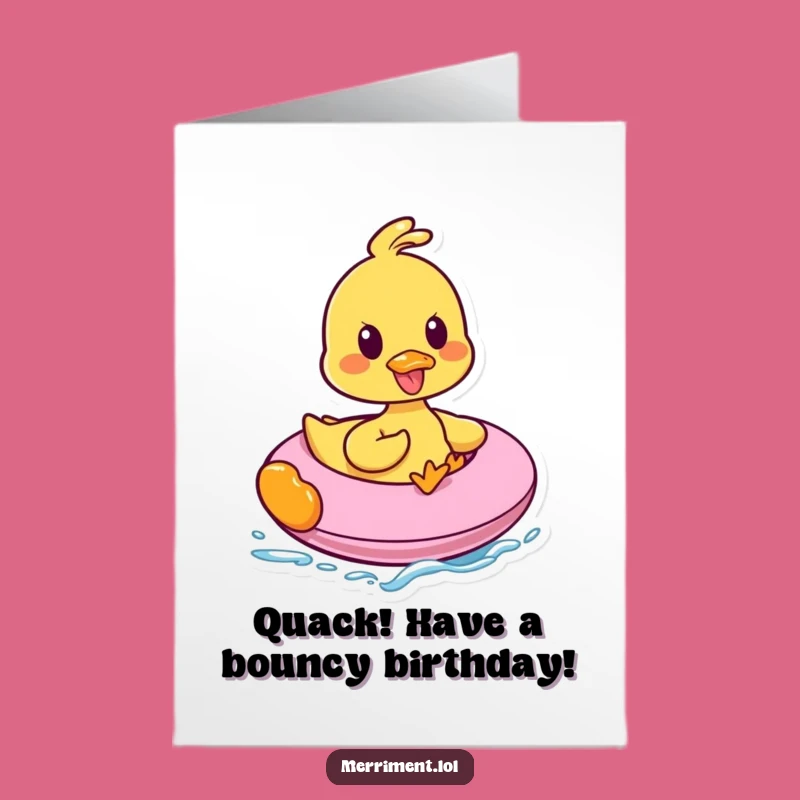 Free Printable Duck Birthday Card: Funny Quacking Inflatable Joy Downloadable Gift