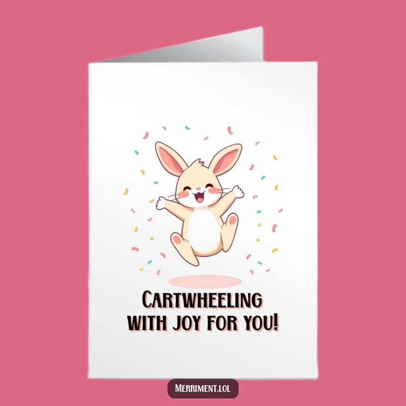 Free Printable Bunny Cartwheel Congrats Card - Funny Action Downloadable Gift