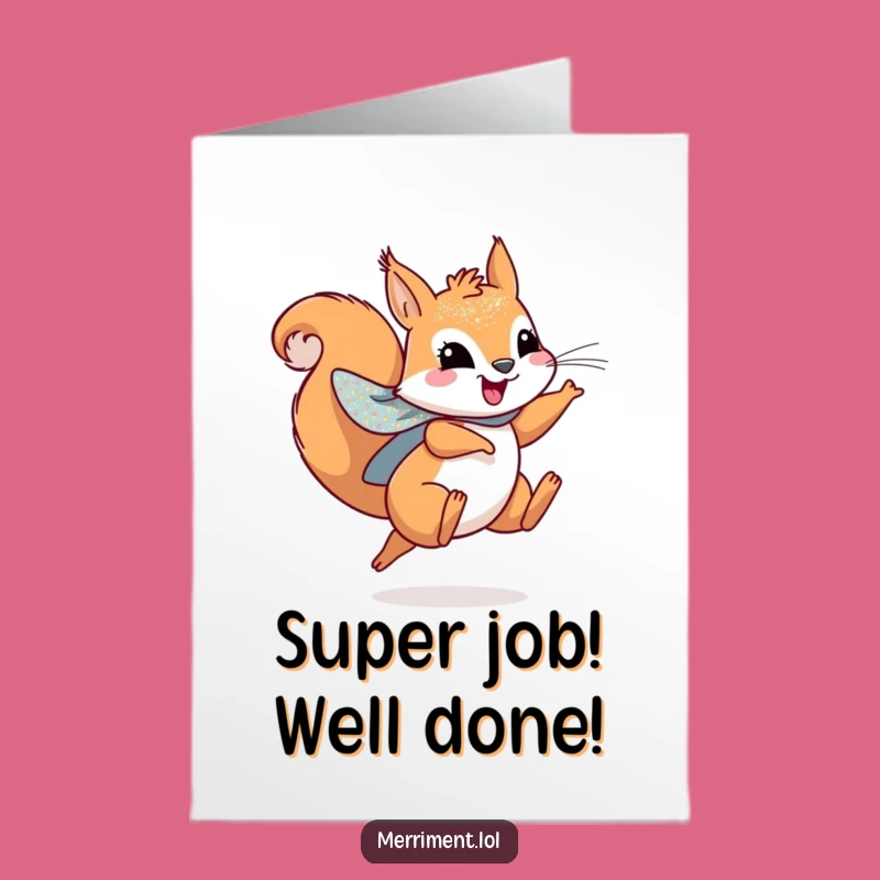 Free Printable Congrats Card: Leaping Squirrel Superhero - Downloadable Celebration