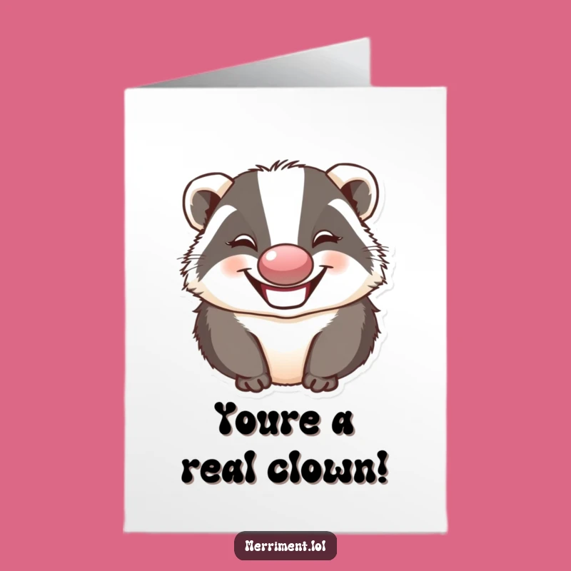 Free Printable Congrats Card: Silly Badger Clown - Celebrate with Hilarity!