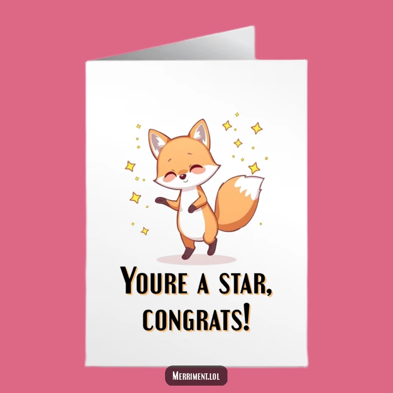 Free Printable Fox Star Dance Congrats Card - Magical Downloadable Gift