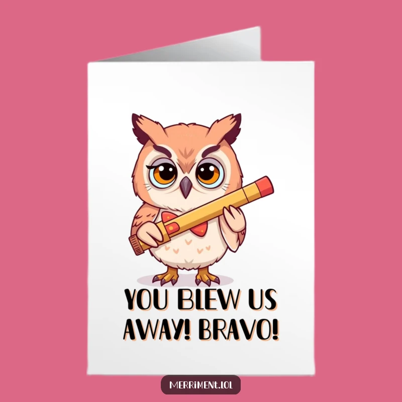 Free Printable Owl Congratulations Card: Funny Kazoo Player for Big News