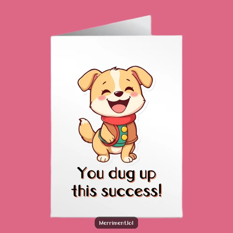Free Printable Congrats Card: Happy Dog Vest, Wagging Tail Greeting Downloadable Art Gift