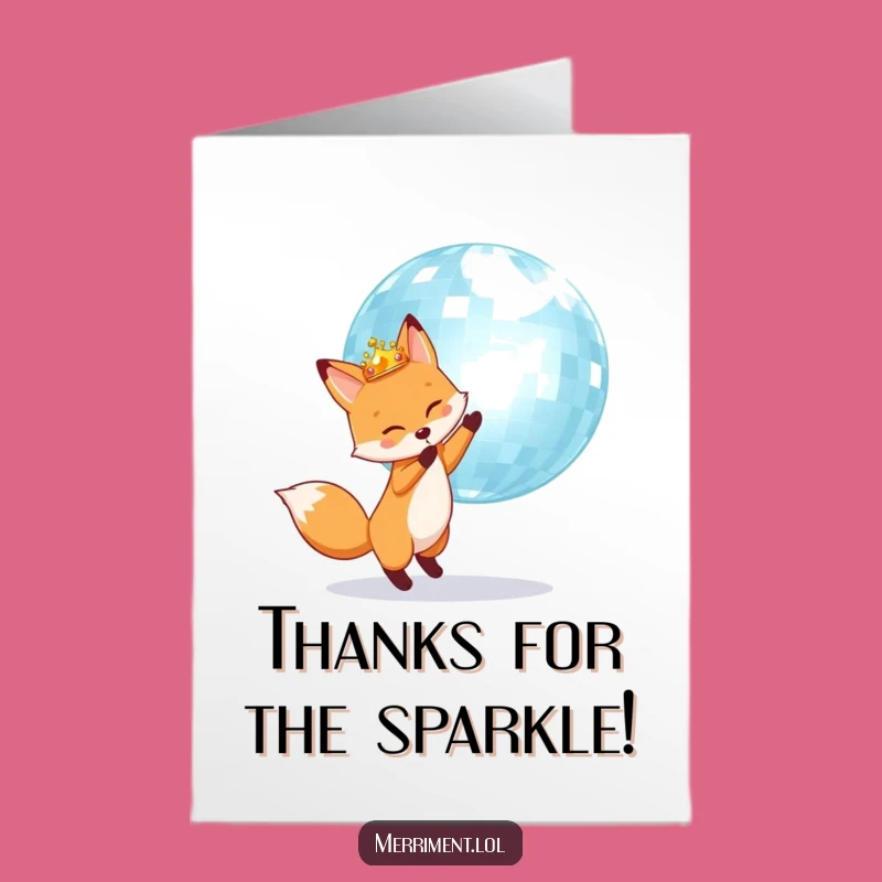 Free Printable Thank You Card: Crowned Fox Disco Ball for a Grateful Downloadable Gift