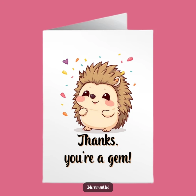 Free Printable Thank You Card: Cute Hedgehog Confetti Nose Catch - DIY Download