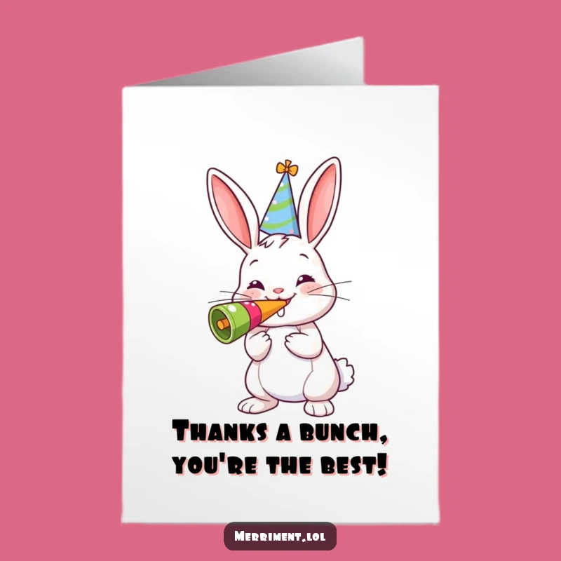 Free Printable Thank You Card: Funny Bunny Noisemaker Expressing Gratitude - Downloadable