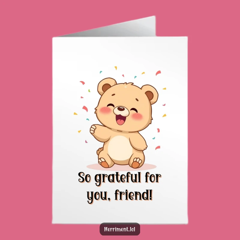 Free Printable Thank You Card: Giggling Bear Cub Confetti - Expressing Thanks