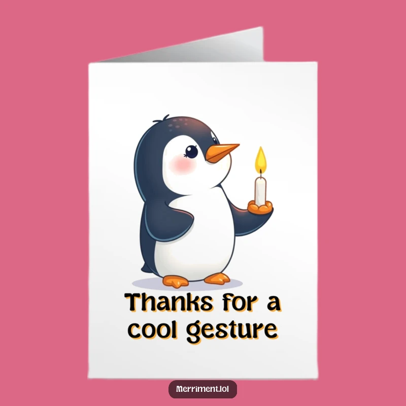 Free Printable Thank You Card: Penguin Candle, Humorous Downloadable Gift