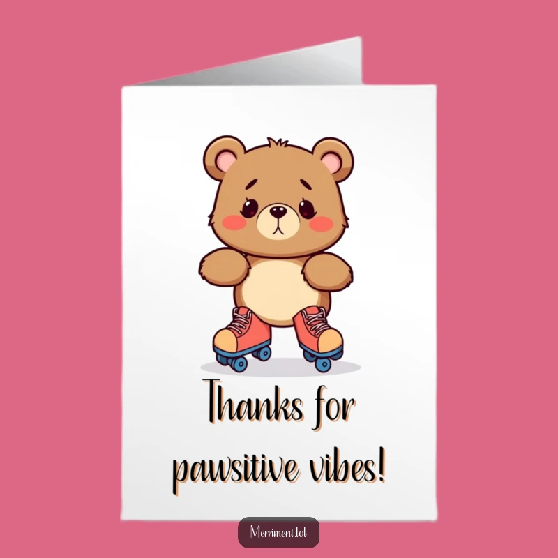 Free Printable Bear Roller Skate Thank You Card - Funny Downloadable Gratitude Gift