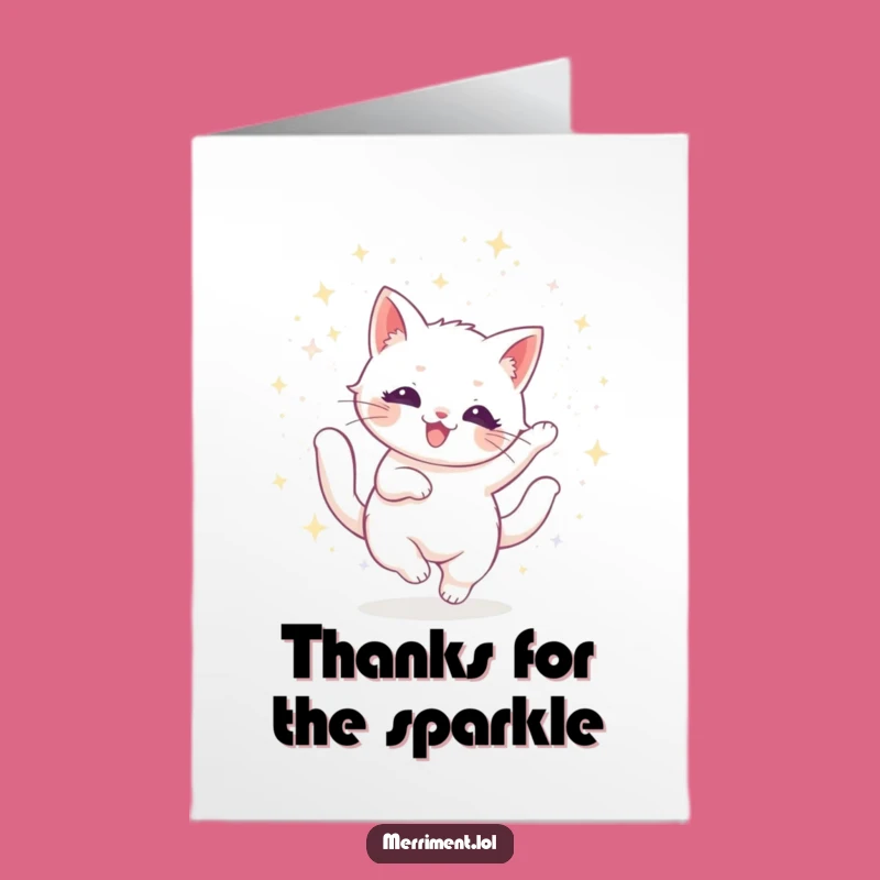 Free Printable Glitter Cat Thank You Card - Sparkling Downloadable Gift of Appreciation