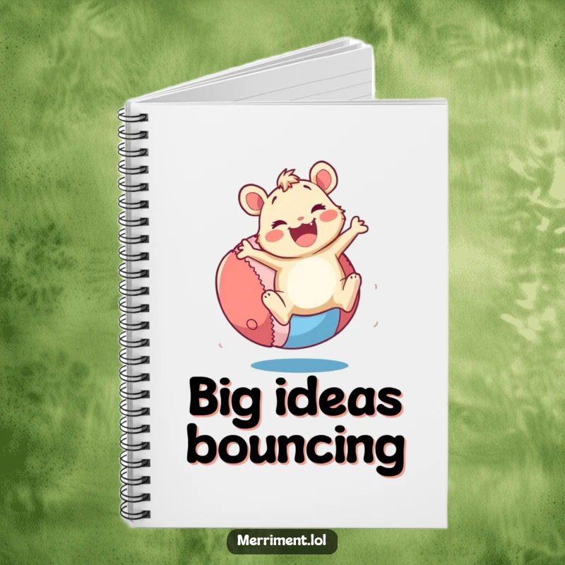 Funny Notebook: A merry critter bounces a giant, colorful ball with enthusiasm. Great for notes and a funny gift.