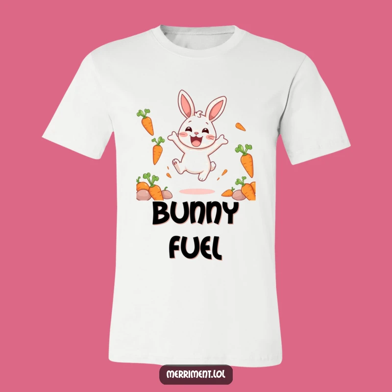 Funny Delighted Rabbit Carrot T-Shirt: Exciting Bouncing Graphic Tee