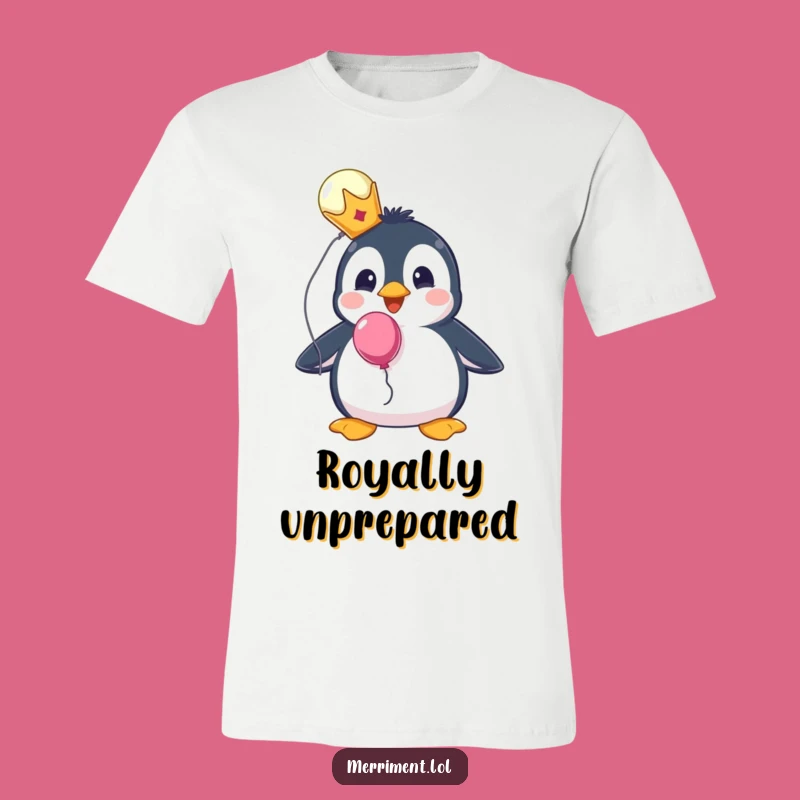 Funny Penguin Crown Tee - Royal Surprise Balloon Fun!