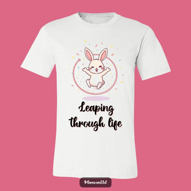 Funny Rabbit Hoop T-Shirt - Cheerful Leaping Animal Tee Gift