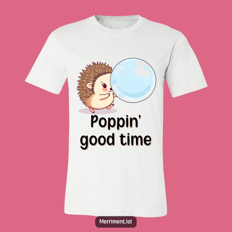 Funny Hedgehog Bubble Chase T-Shirt Gift - Ambitious Prickle's Playful Adventure