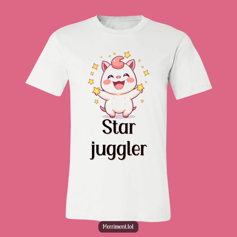 Funny Star Juggling Creature T-Shirt: Joyful Grin Design for a Perfect Funny Gift