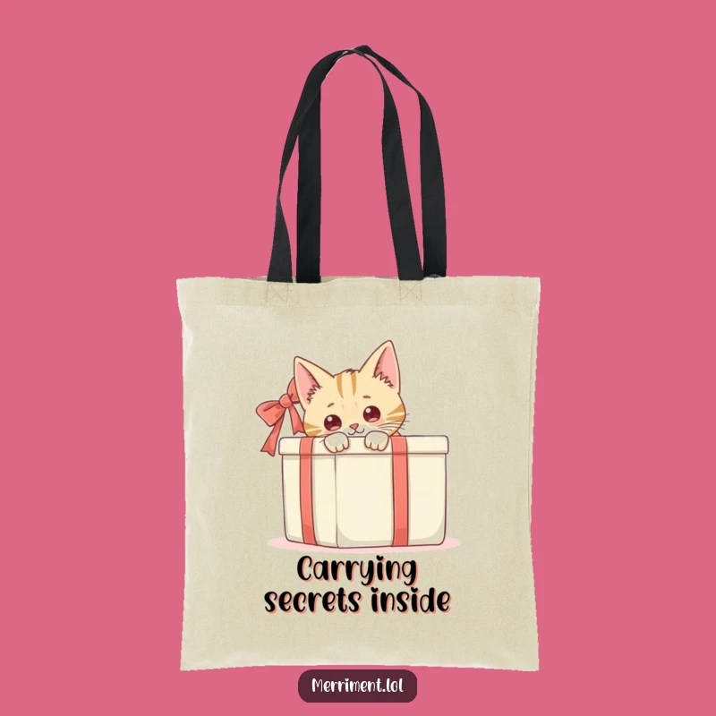 Funny Cat Gift Box Tote Bag: Carry Your Secrets with Hilarious Feline Flair!