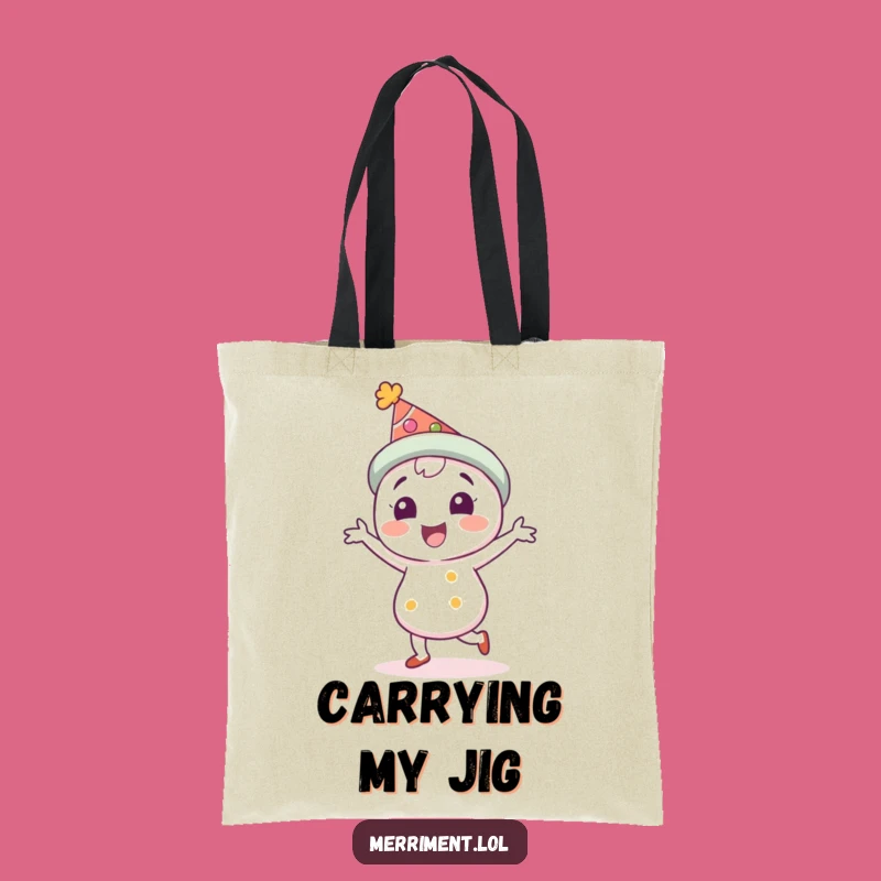 Funny Festive Hat Character Tote Bag: Joyful Jig Art, Perfect Funny Gift