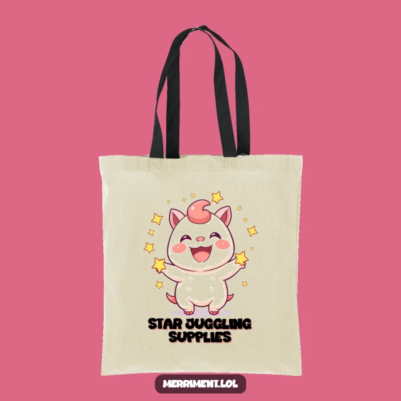Funny Star Juggling Creature Tote Bag: Joyful Grin Art, Perfect Funny Gift